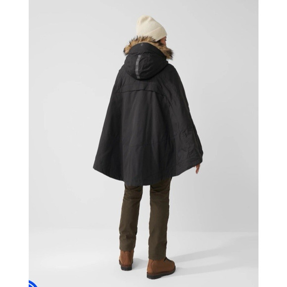 Fjallraven Luhkka Coat Jacket XS Poncho Womens Black Hood Insulated - Picture 3 of 16